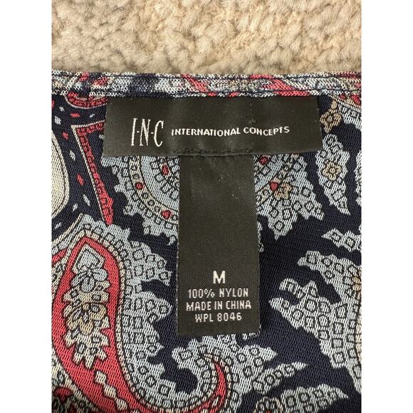 INC International Concepts Size M Paisley Keyhole Beaded Top Long Sleeve - Picture 5 of 7